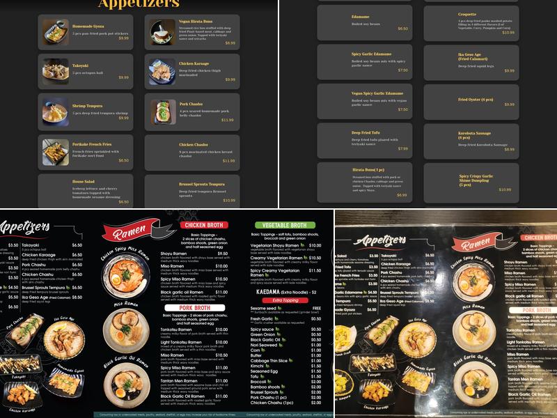 Shinjuku Ramen Menu