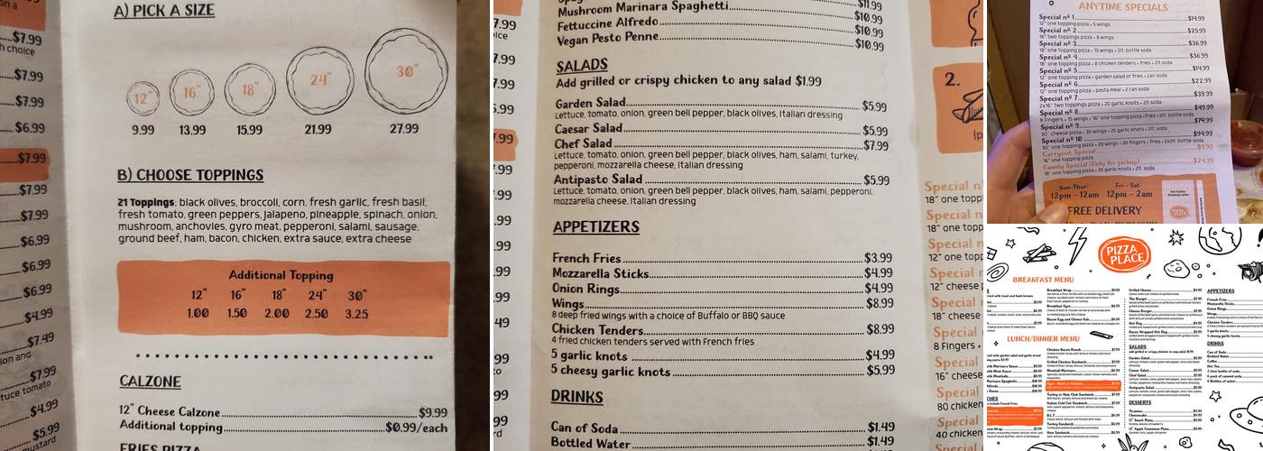 Pizza Place Menu