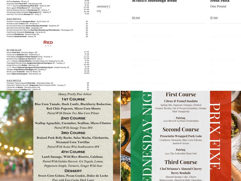 M'tucci's Twenty-Five Menu