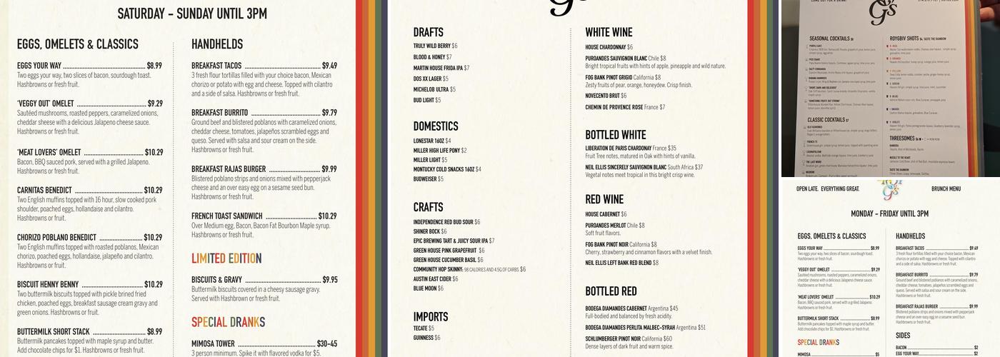 Roy G's Menu