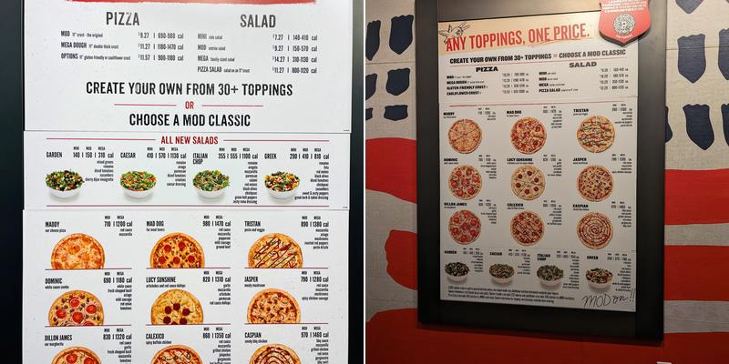 MOD Pizza Menu