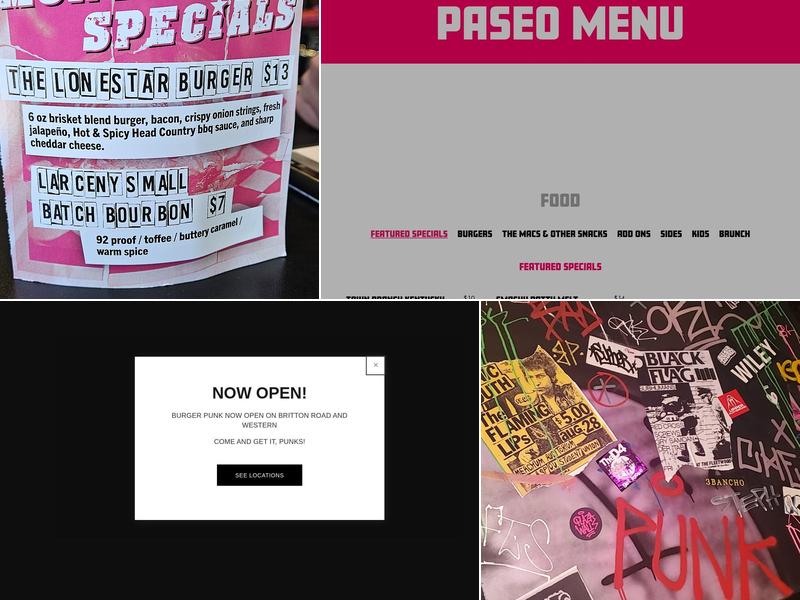 Burger Punk - Paseo Arts District Menu