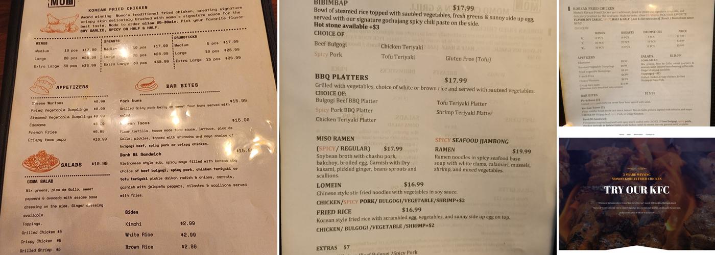 Momo chicken and grill Menu