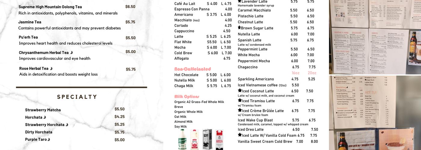 Wake Cup Menu