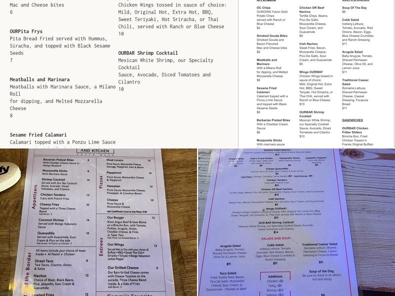 Our Bar and Kitchen Menu