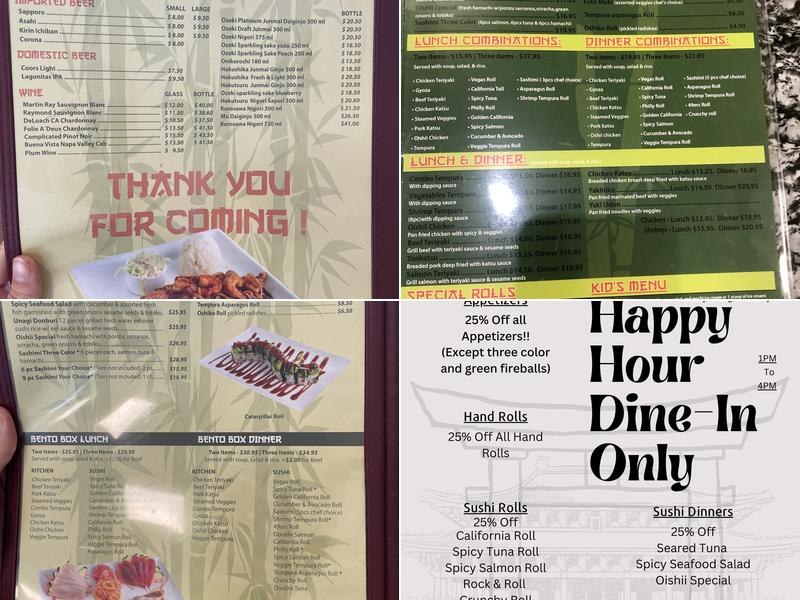 Oishii Sushi Bar & Grill Menu