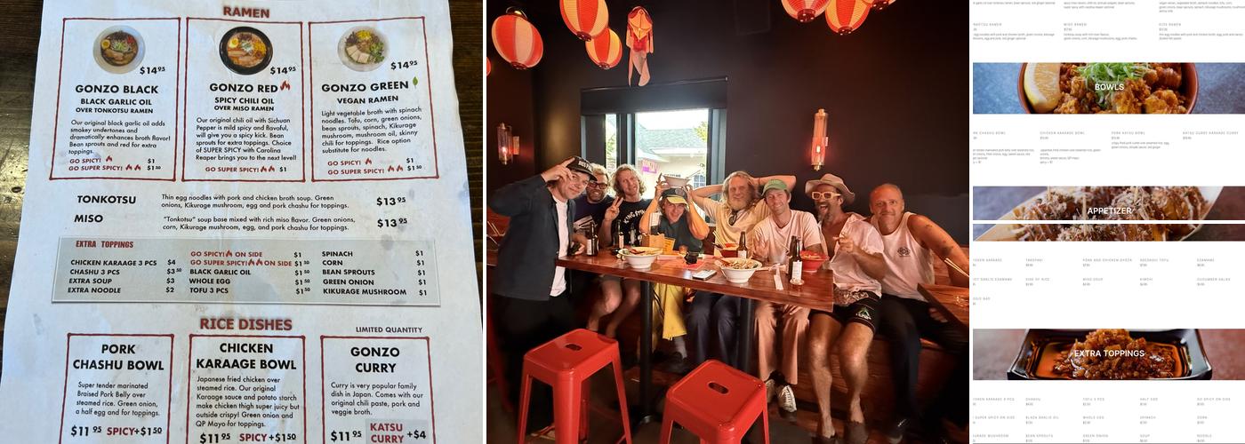 GONZO! Ramen Menu