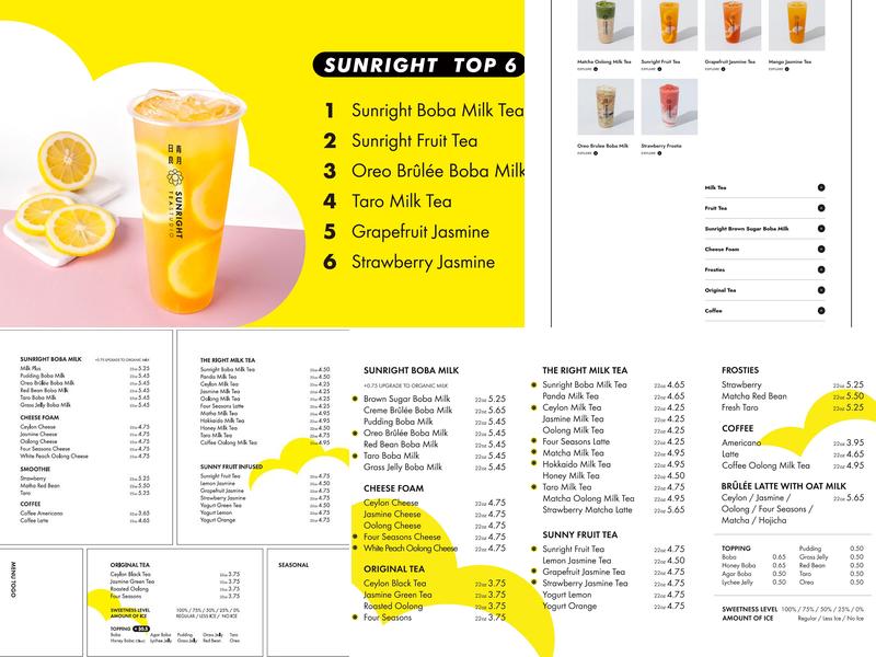 Sunright Tea Studio - Chino Menu
