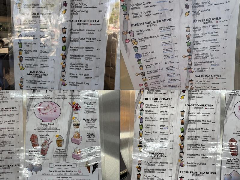 Nobibi Ice cream &Tea Menu