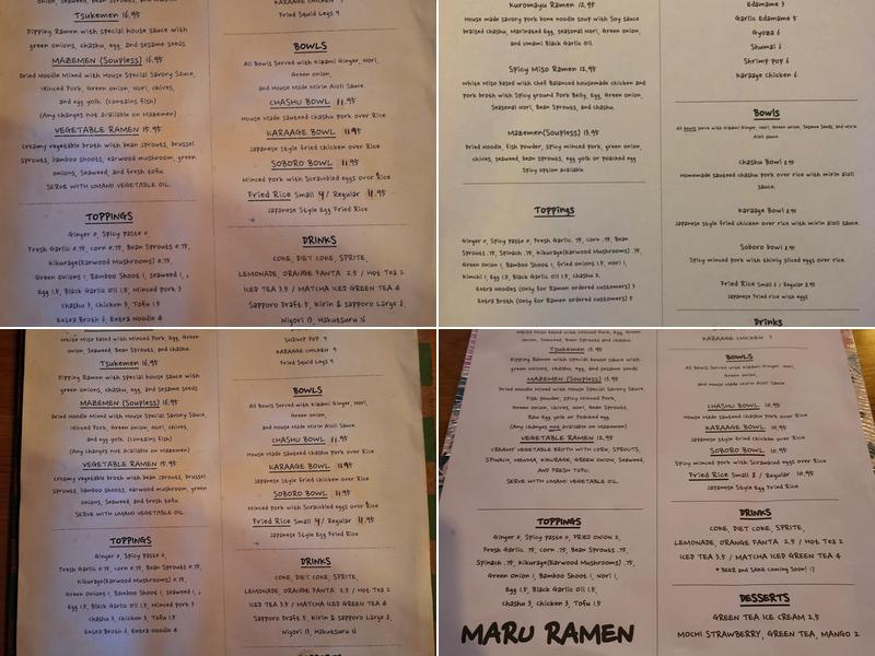 Maru Ramen Menu