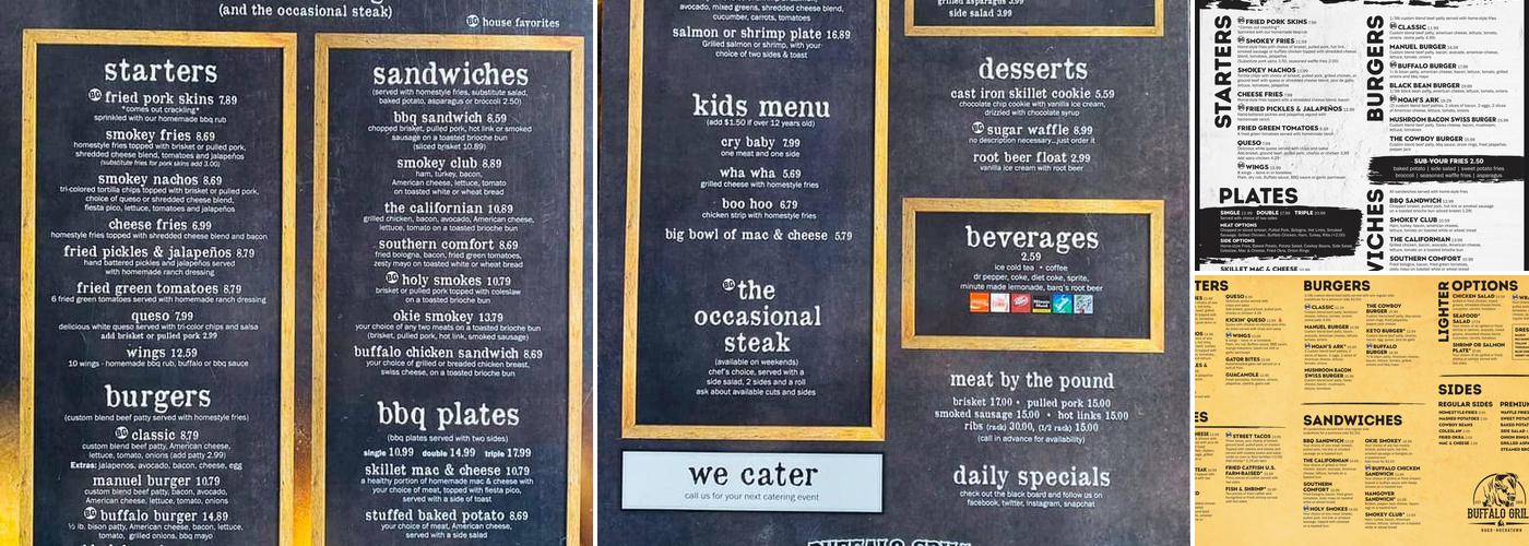 Buffalo Grill, LLC - Hochatown Menu