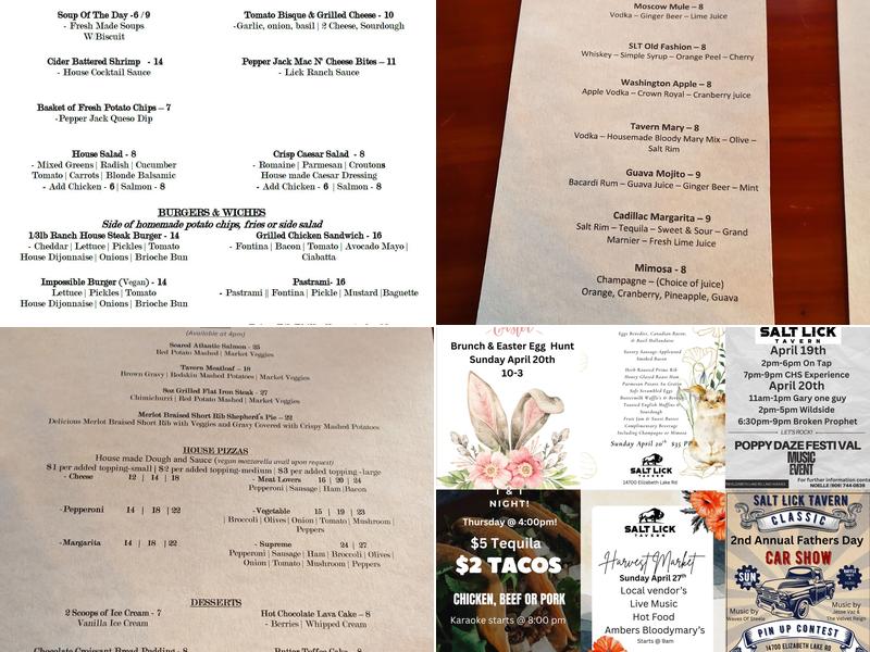 Salt Lick Tavern Menu