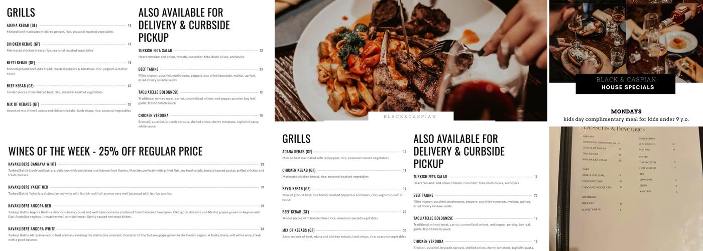 Black & Caspian Mediterranean Wine Bistro Menu