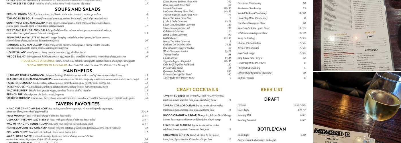 Tavern 180 Menu
