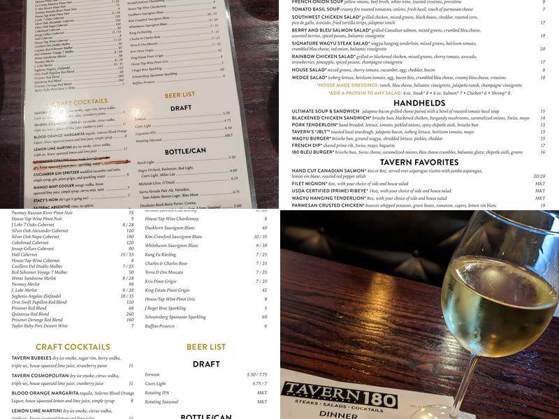 Tavern 180 Menu