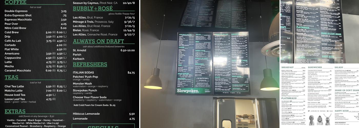 Slowpokes Menu