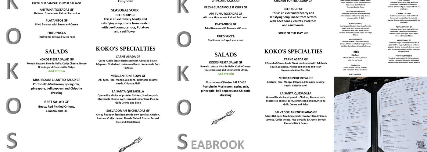 Koko's Restaurant and Tequila Bar Menu
