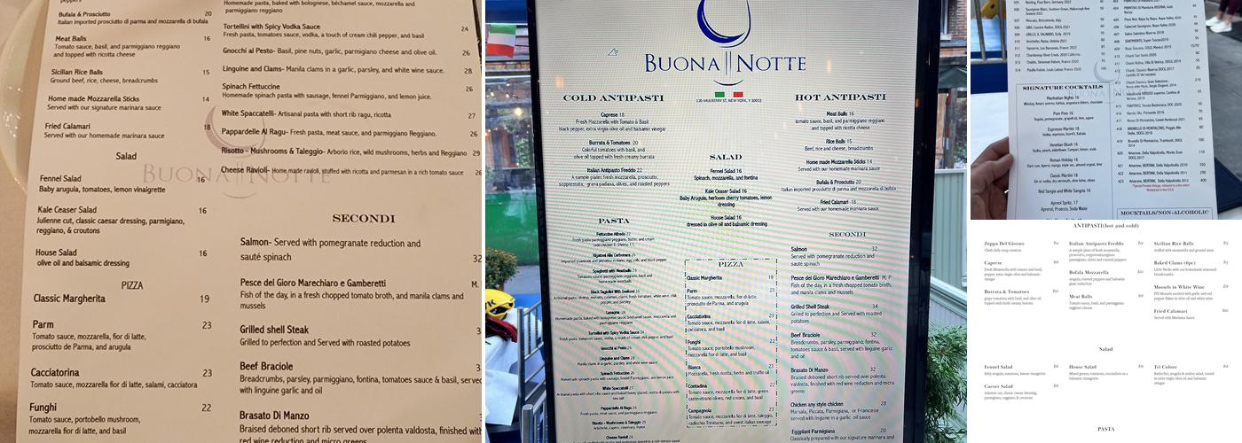 Buona Notte Menu