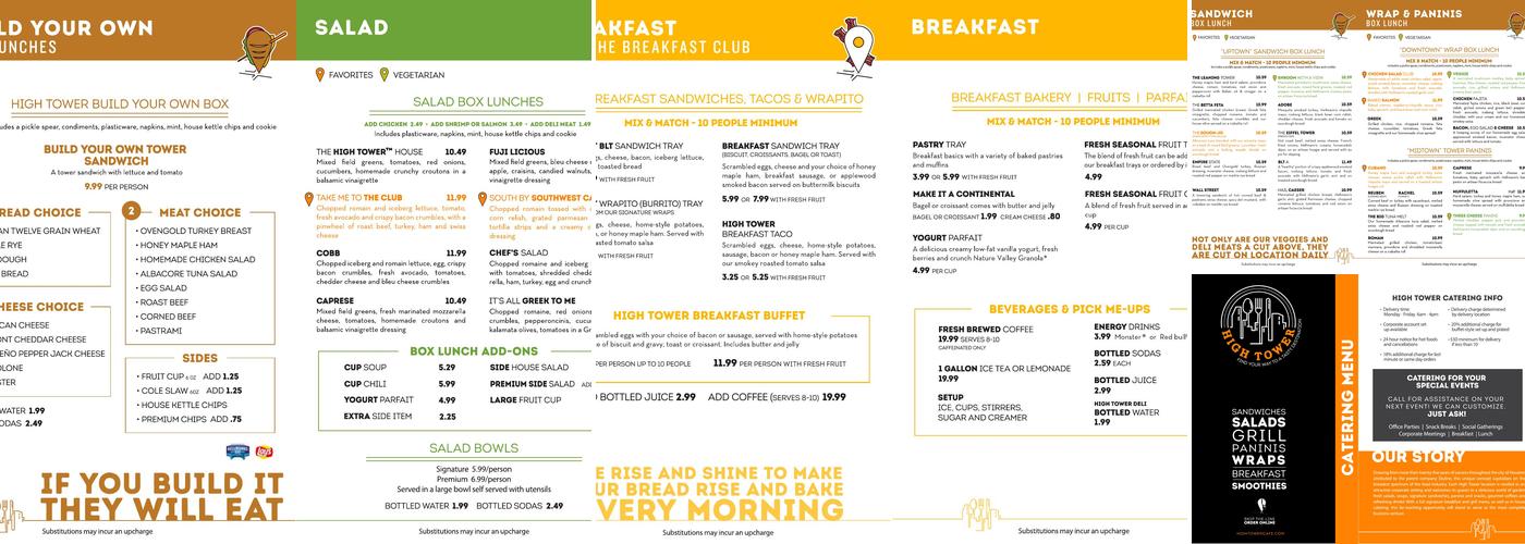 High Tower Cafe Menu
