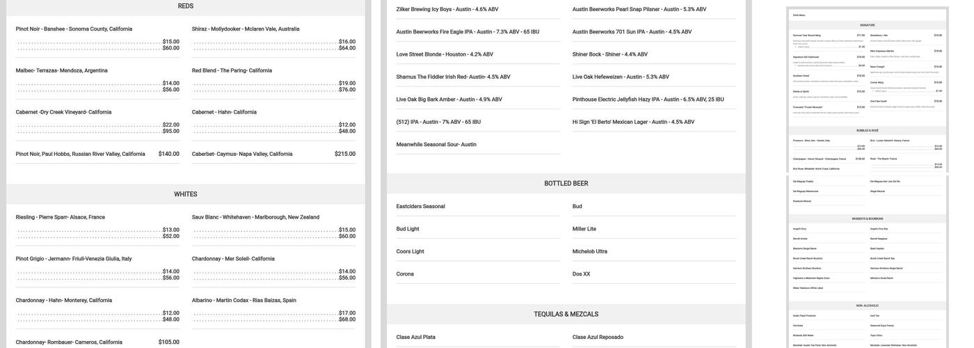 Corner Restaurant Menu