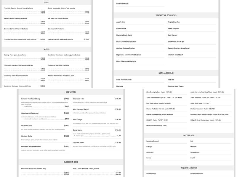 Corner Restaurant Menu