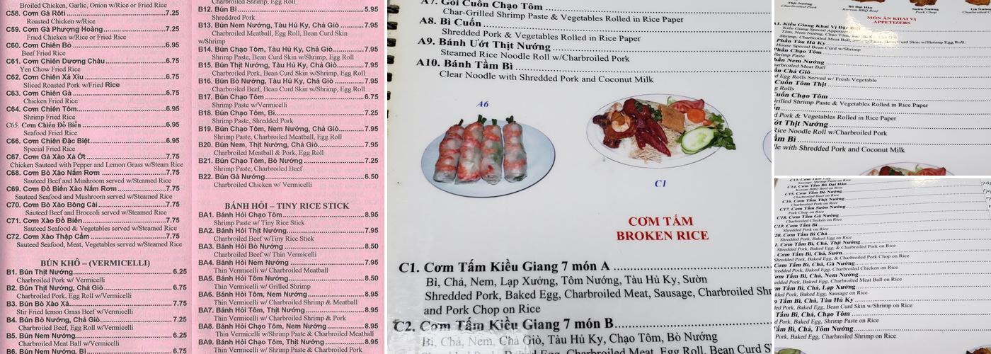 Com Tam Kieu Giang Menu