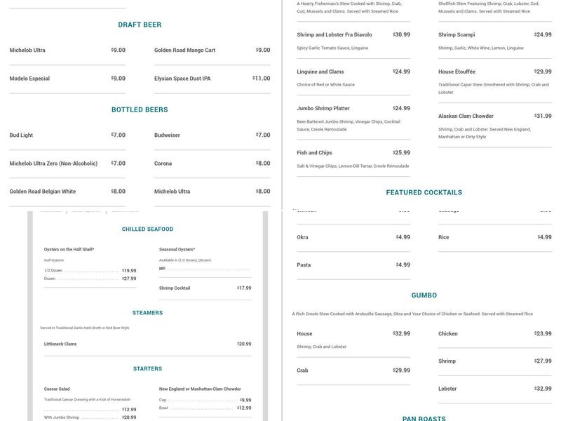 Oyster Bar Menu