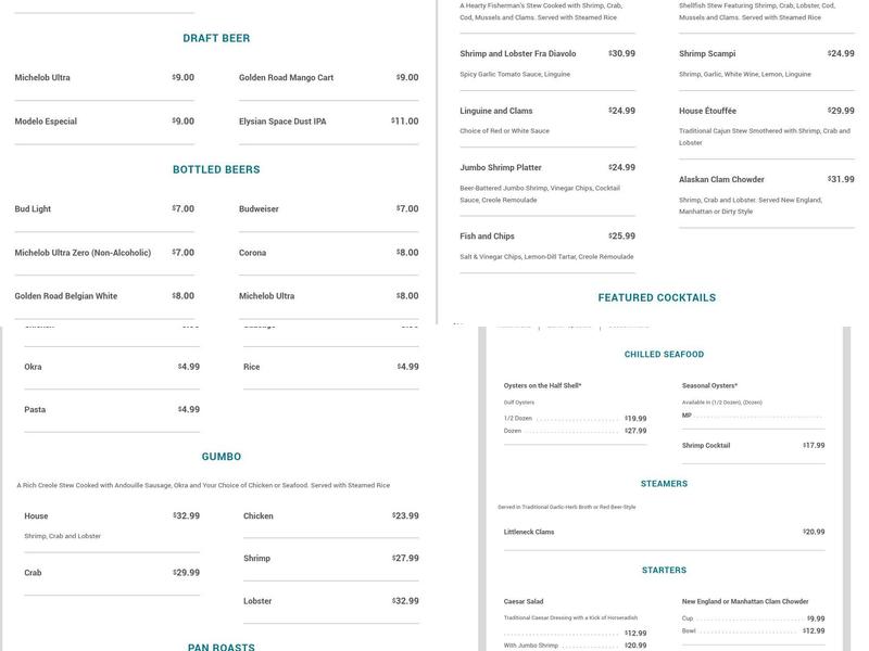Oyster Bar Menu