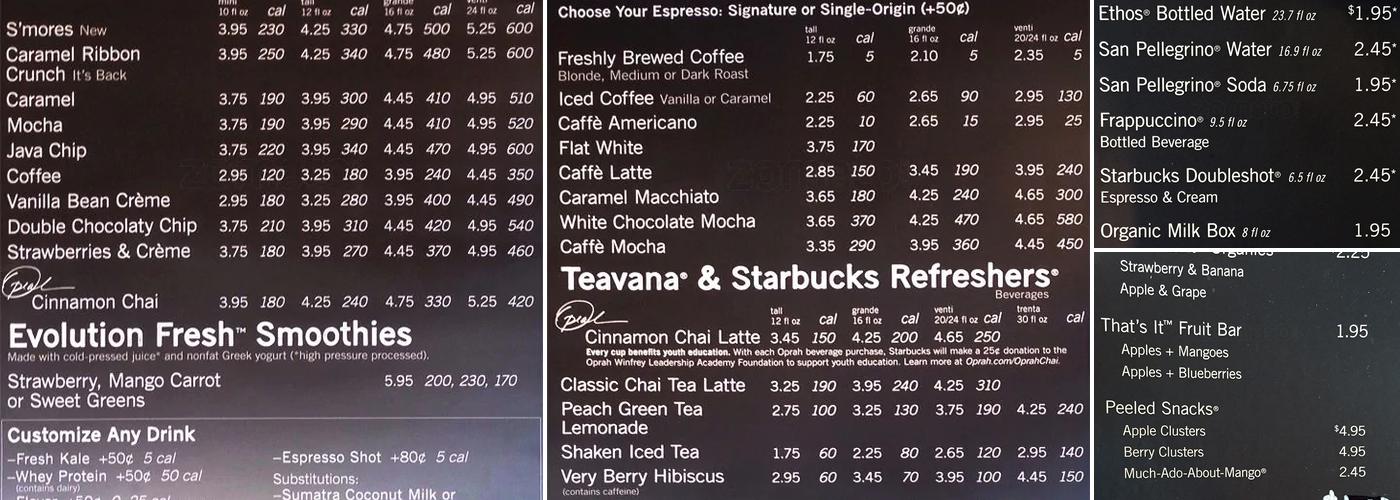 Starbucks Menu