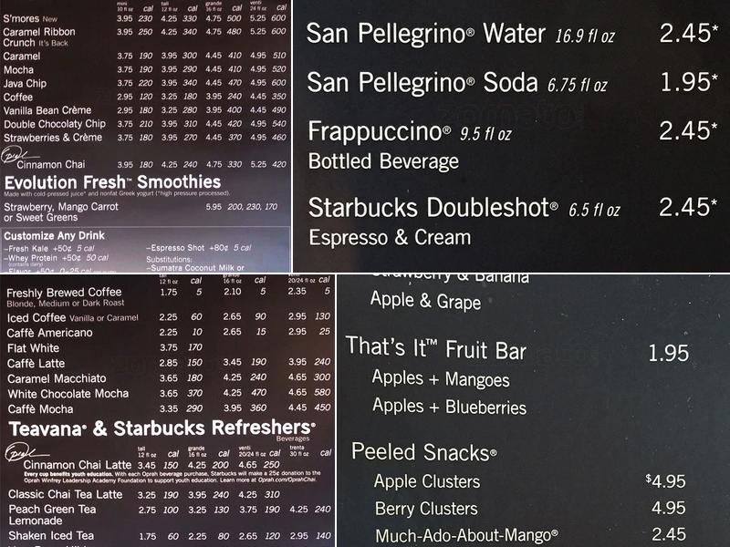 Starbucks Menu