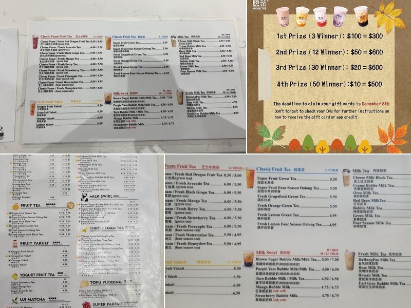 Möge Tee Bayside Menu