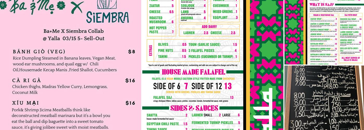 Yalla Seattle Menu