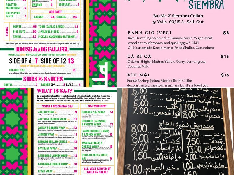Yalla Seattle Menu