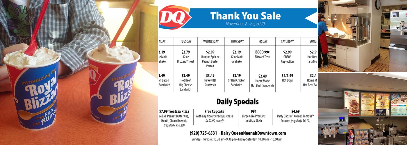 Dairy Queen Downtown Neenah Menu