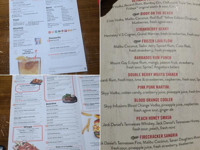 TGI Fridays Menu