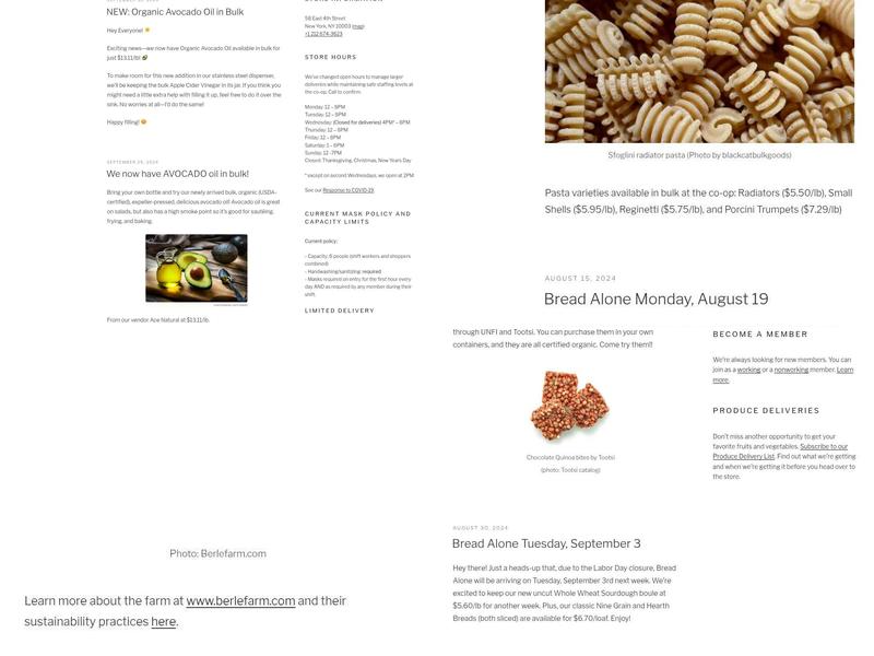 4th Street Food Co-Op Menu