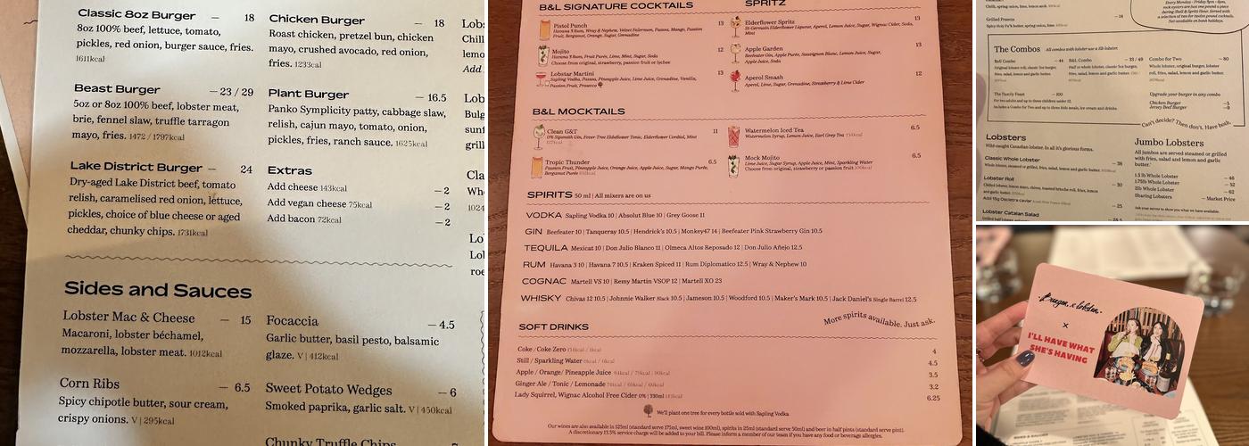 Burger & Lobster - Bond Street Menu