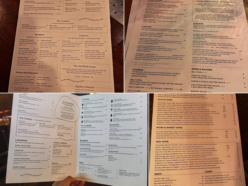 Burger & Lobster Bread Street Menu