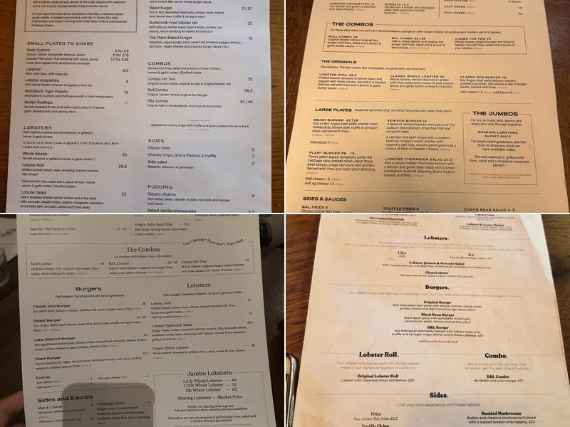 Burger & Lobster Knightsbridge Menu