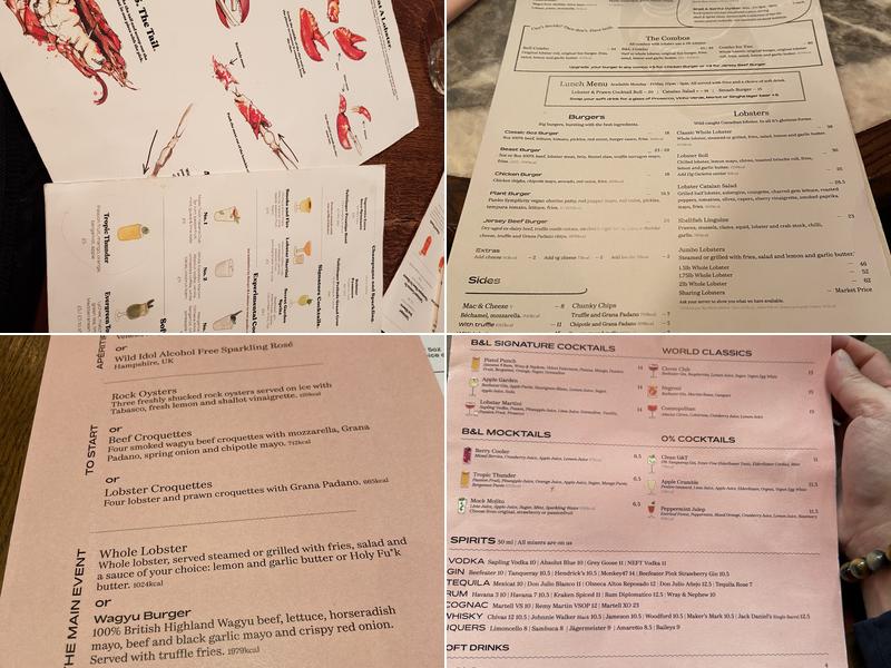 Burger & Lobster Soho Menu