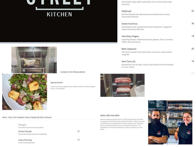 STREET Kitchen Miami Menu