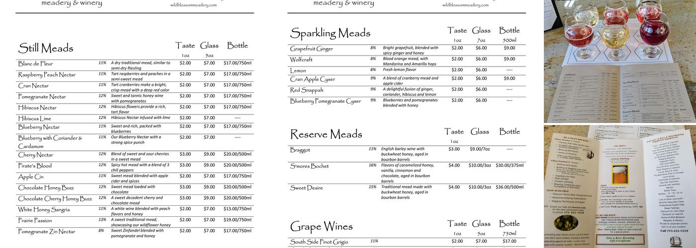 Wild Blossom Meadery and Winery Menu