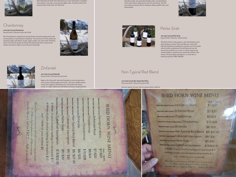 Shed Horn Cellars 406 Menu