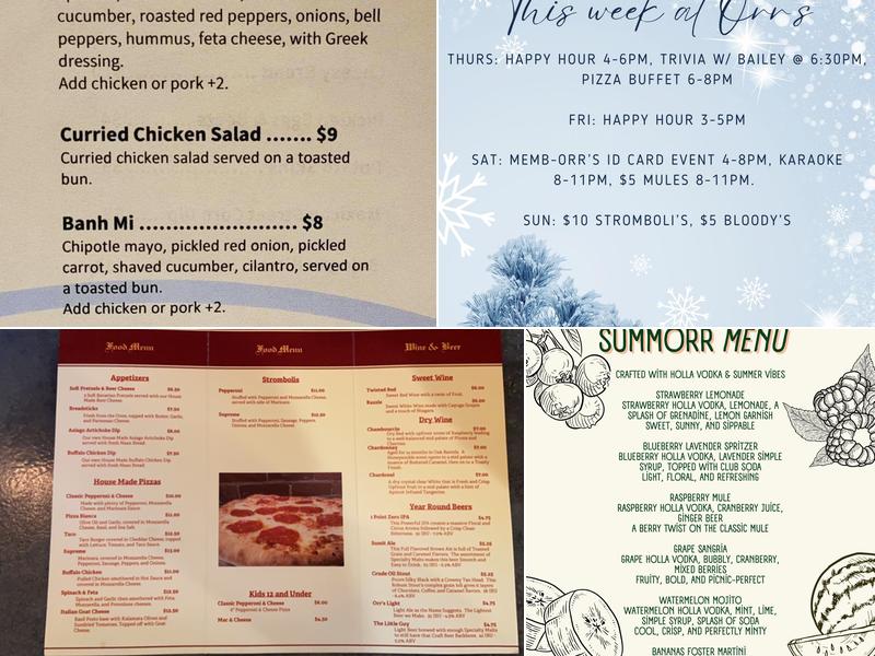 Orr’s Brewing Company Menu