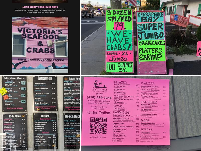 Victoria's Seafood & Crabs Menu