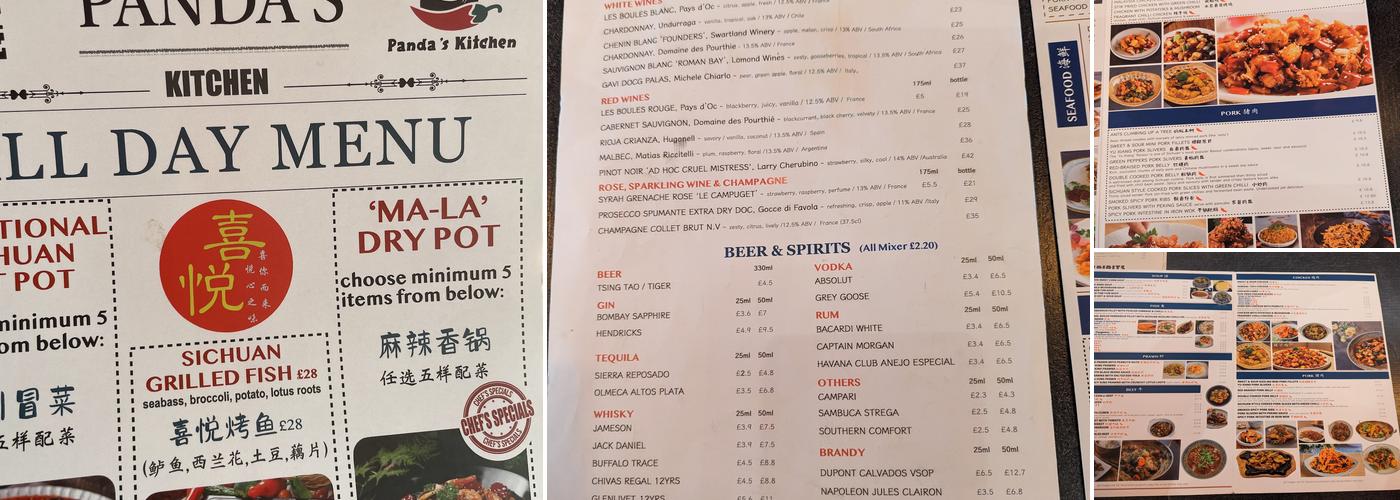 Panda's Kitchen 喜悦川菜 Menu