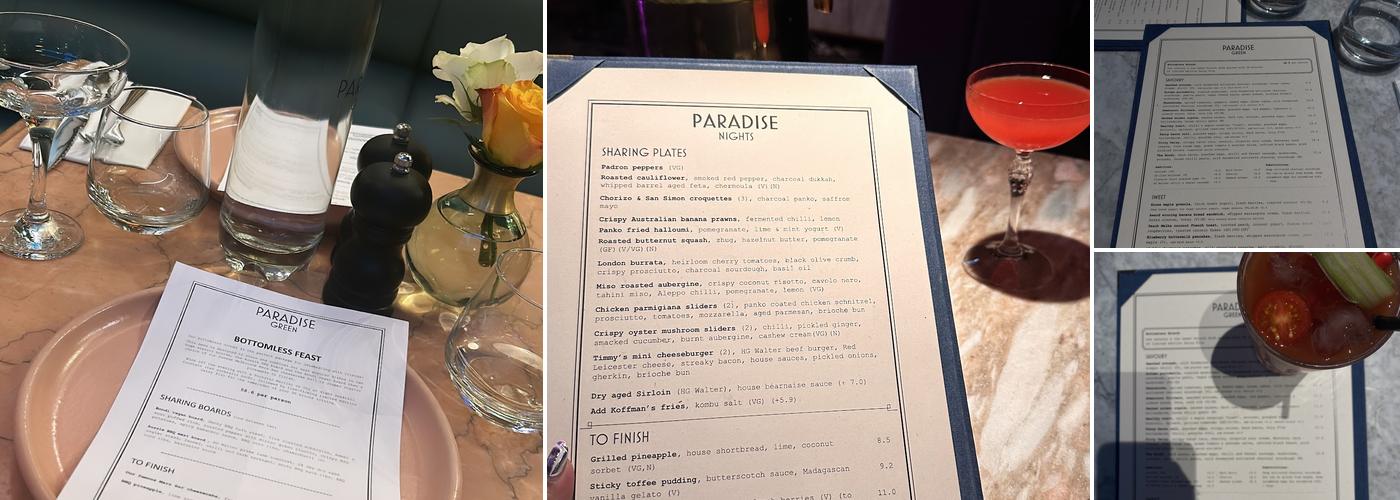 Paradise Green Menu