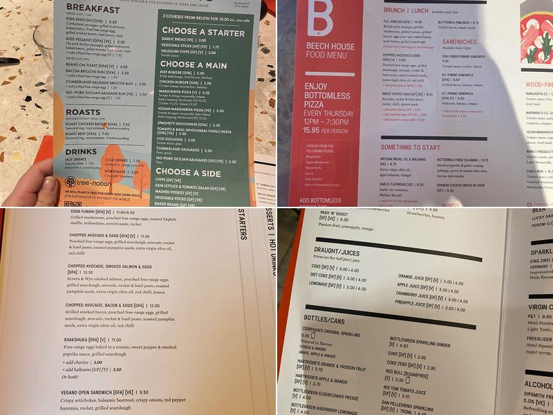 The Beech House Menu