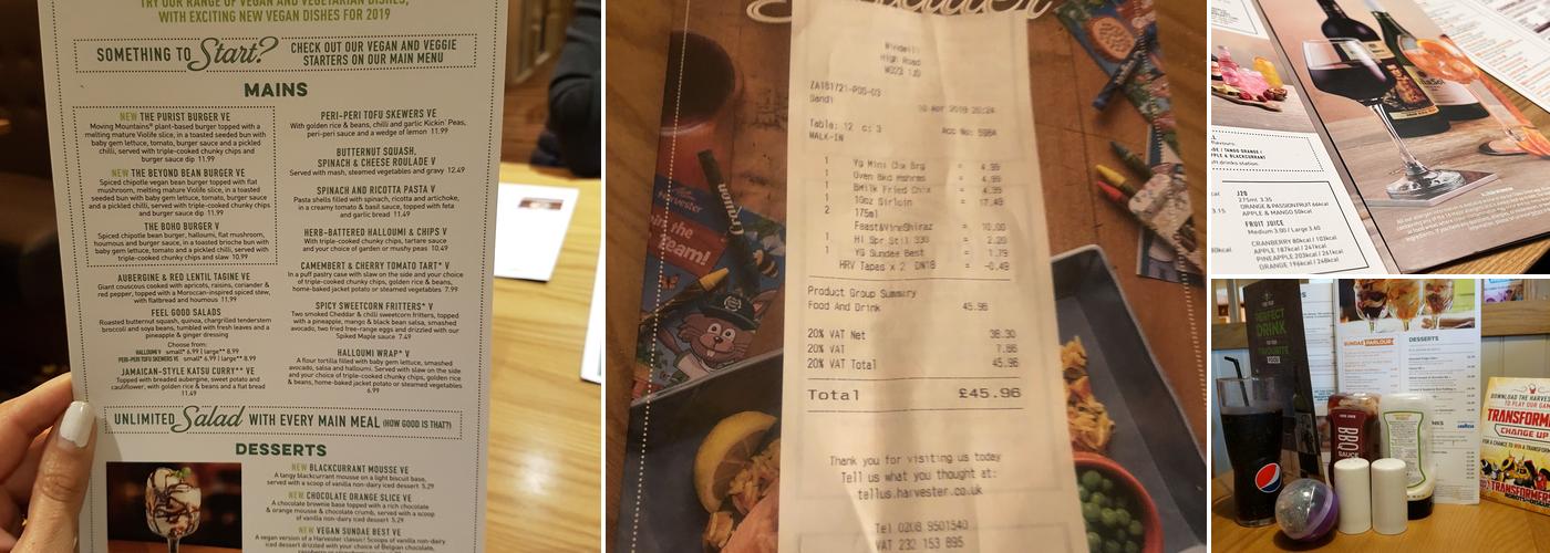 Harvester Windmill Bushey Menu