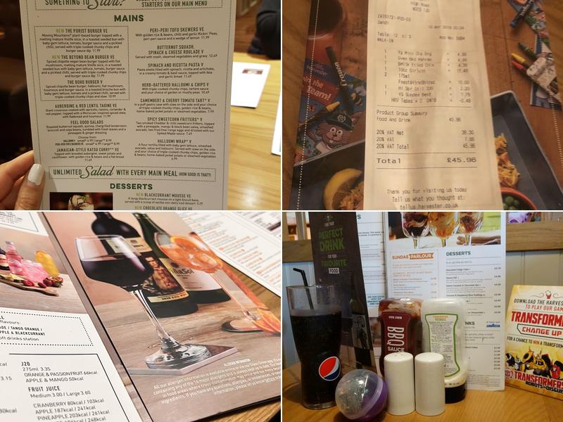 Harvester Windmill Bushey Menu
